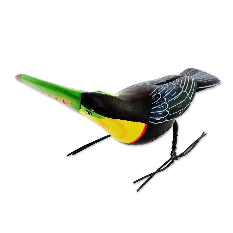 NOVICA Handmade Keel-Billed Toucan Ceramic Figurine (Guatemala) - 5.5 " L x 3.1" W x 2.4 " D