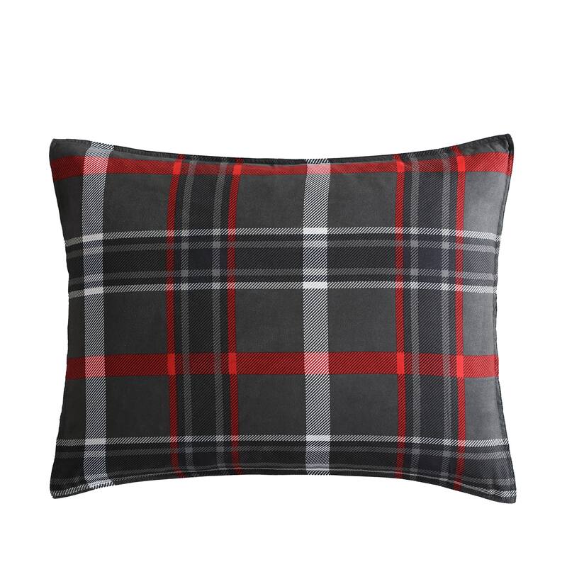 Eddie Bauer Willow Plaid Down Alt Grey Reversible Comforter Set