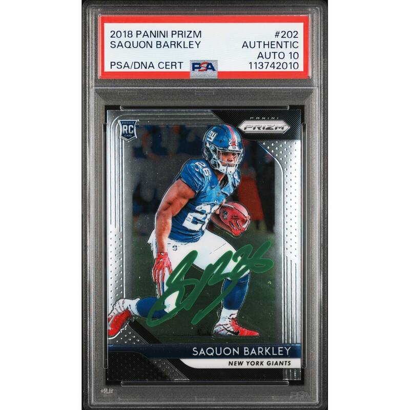 Saquon Barkley 2018 Panini Prizm Signed Rookie Card #202 Auto Graded PSA 10 2010 - 8' x 11'
