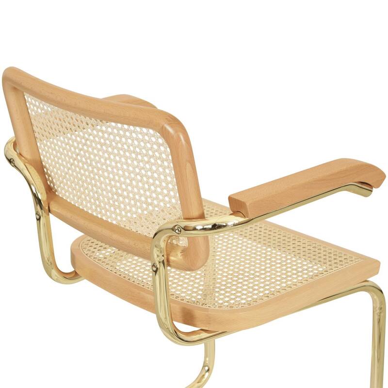 Breuer Chair Company Marcel Breuer Cesca Cane Cantilever Armchair Arm Chair w/ Brass Steel Frame (Various Wood & Cane Colors)