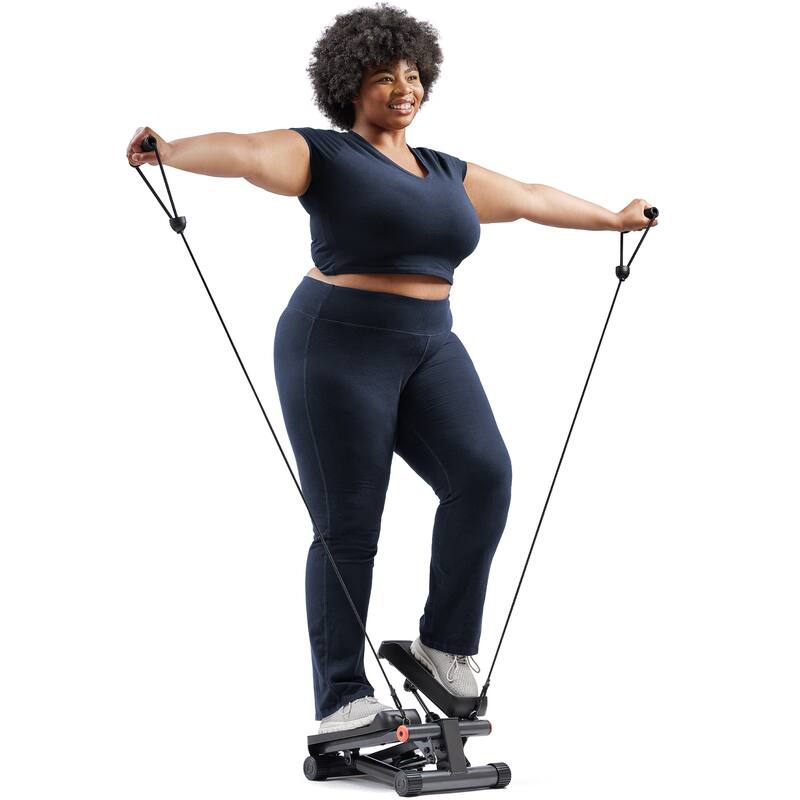 Mini Stepper with Exercise Bands - NO. 012 SMART - Dark Gray + Silver Black - L15.9 x W12.2 x H13.6