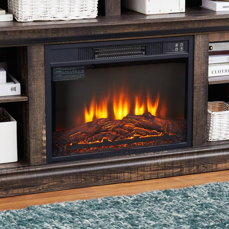 58-60" Fireplace TV Stand for 55-65" TVs w/ 18-23" Insert Farmhouse/Modern/Rustic Barn/Glass Doors Espresso/Grey/Brown/White Oak