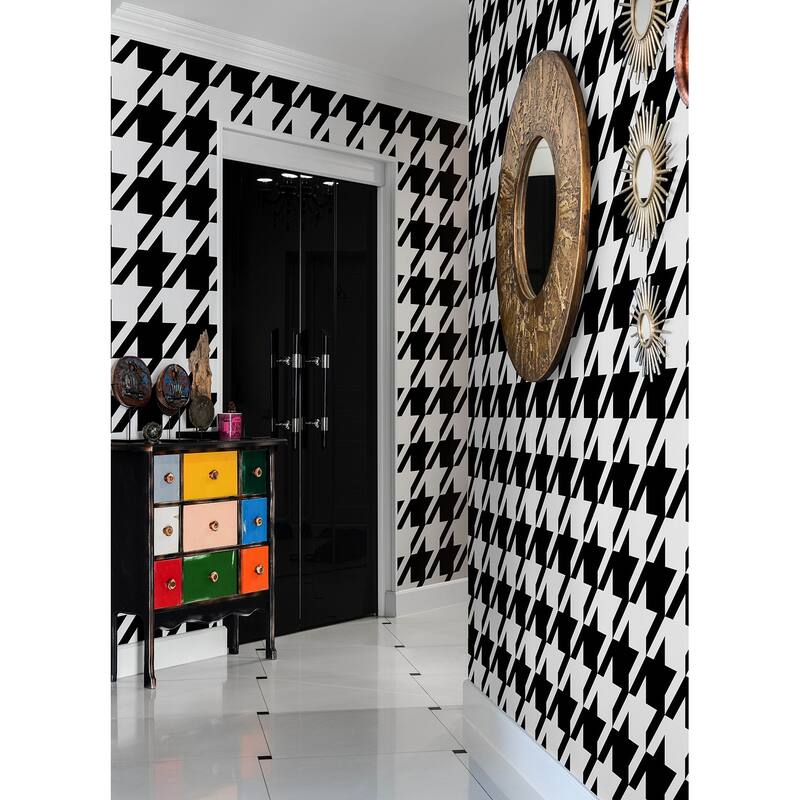 RuPaul RuHoundstooth Black Peel and Stick Wallpaper