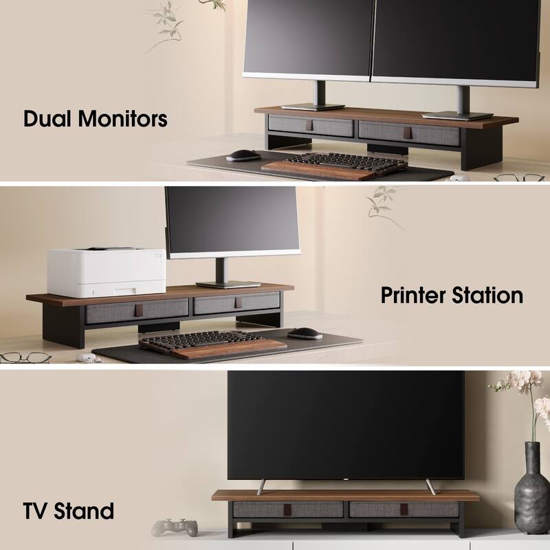 Fenge Dual Monitor Stand, 2 Tiers Monitor Riser for Desk