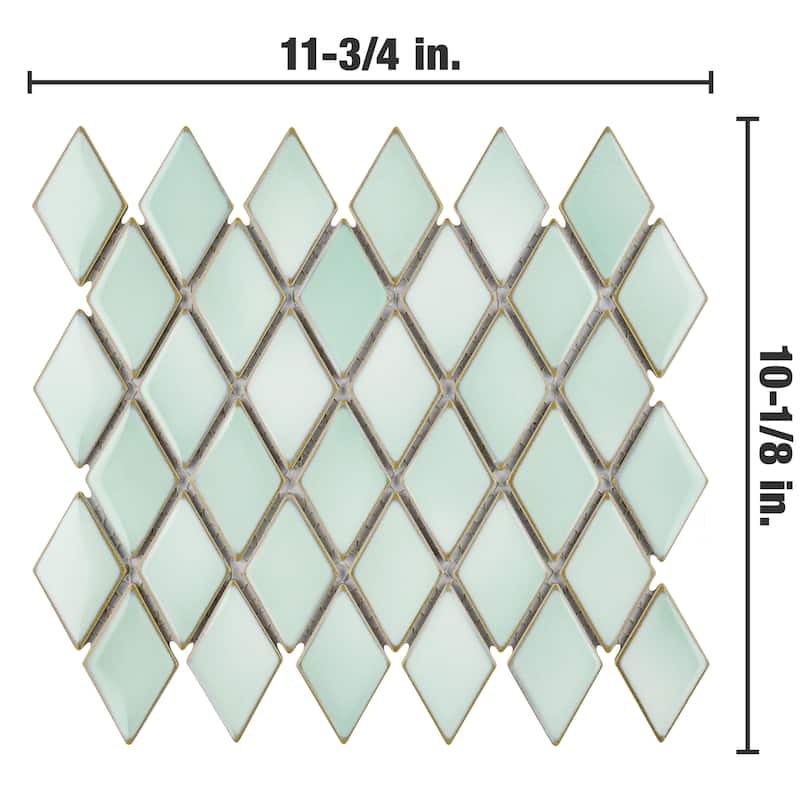 Merola Tile Hudson Kite Pistachio 10-1/8" x 11-3/4" Porcelain Mosaic Floor and Wall Tile