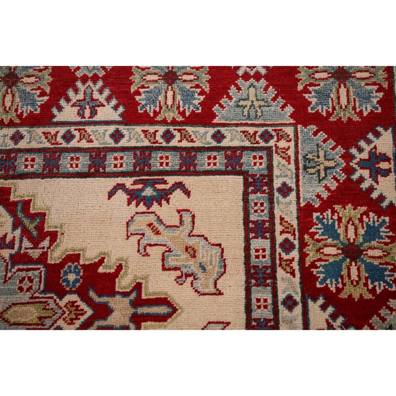 Geometric Kazak Oriental Area Rug Handmade Bedroom Wool Carpet - 4'11" x 6'4"