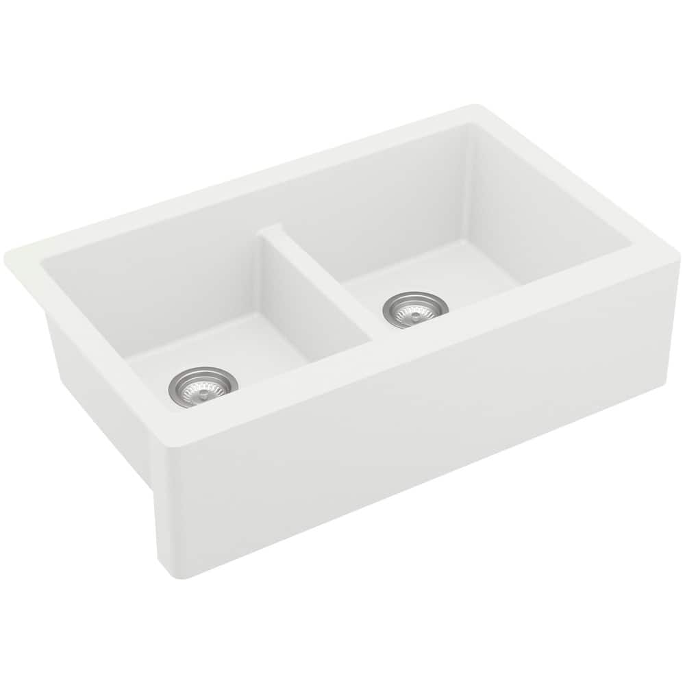 Karran USA QA-750 Farmhouse Apron Front Quartz/Granite 34" Double Bowl