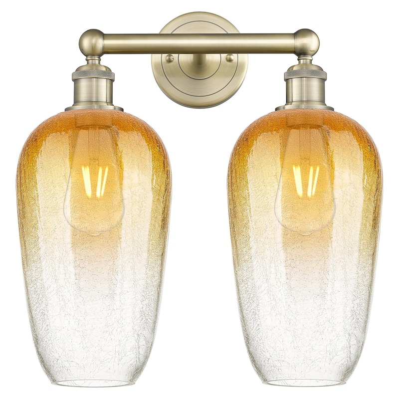 Innovations Lighting 616-2W-18-16 Brookhaven Flute Vanity Brookhaven - Antique Brass / Amber