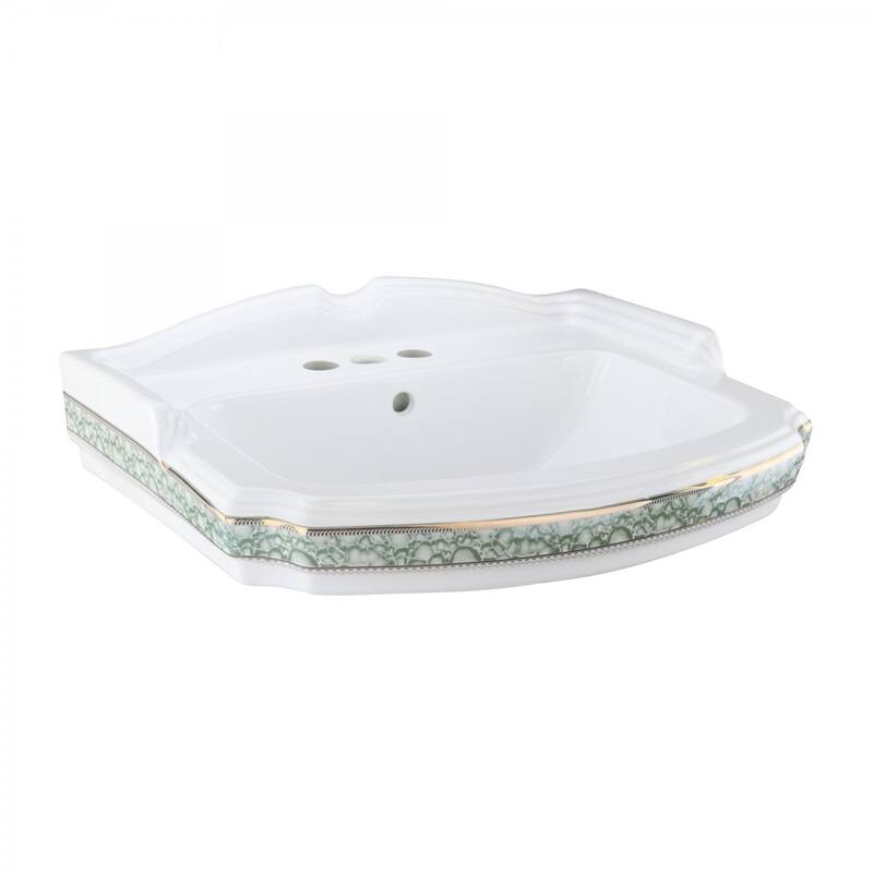 India Reserve White Ceramic Pedestal Sink Basin 23" W , Backsplash and Faucet Holes