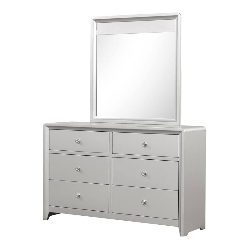 Furniture of America Milandra Modern 5-Piece Champagne Solid Wood Panel Bedroom Set with LED Light