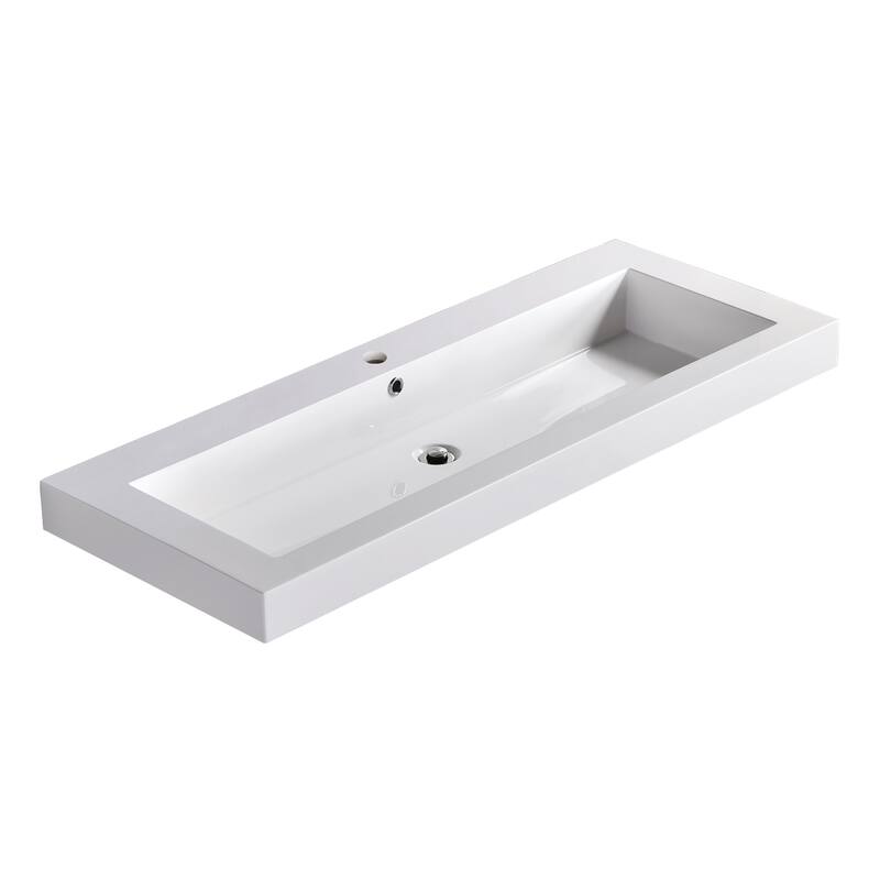 Dowell 18" FTB Resin Bathroom Vanity Basin - 48Wx18Dx6H Wide Bowl - White