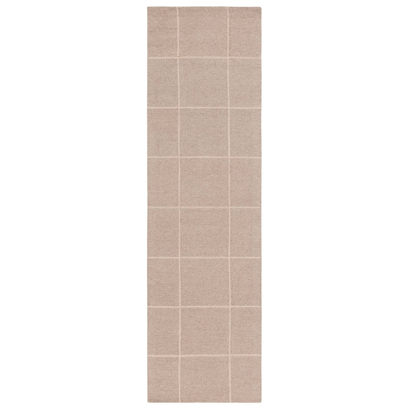 Martha Stewart by SAFAVIEH Alessya Checkered Grid Wool Rug - 2'3" x 8' Runner - Natural/Beige