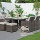 preview thumbnail 9 of 19, 9-Piece Aluminum Dining Set with Tempered Glass Tabletop and Umbrella Hole