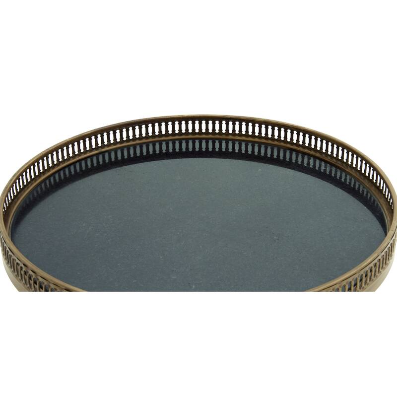 Metal Side End Accent Table with Tray Top - Black - Roche River Decor