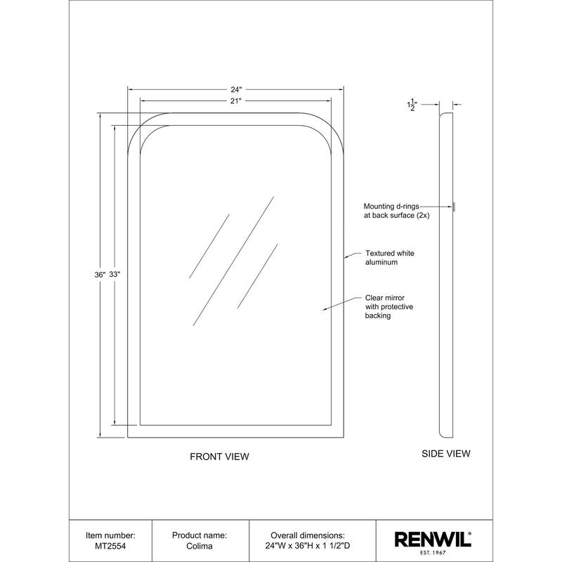 Renwil Colima Aluminum Wall Mirror, White