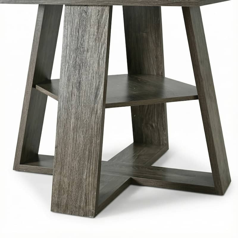 43.3"-59" Extendable Round Dining Table with Storage Shelf