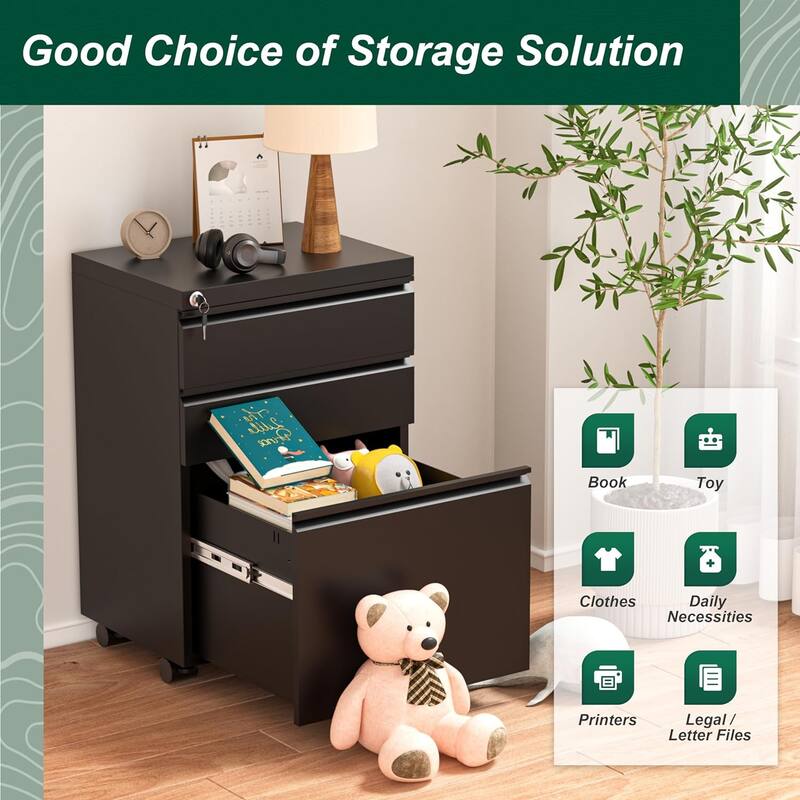 3 Drawer Mobile/Vertical File Cabinet for Home Office