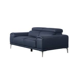 Abbyson Samira Top Grain Leather Loveseat with Adjustable Headrest