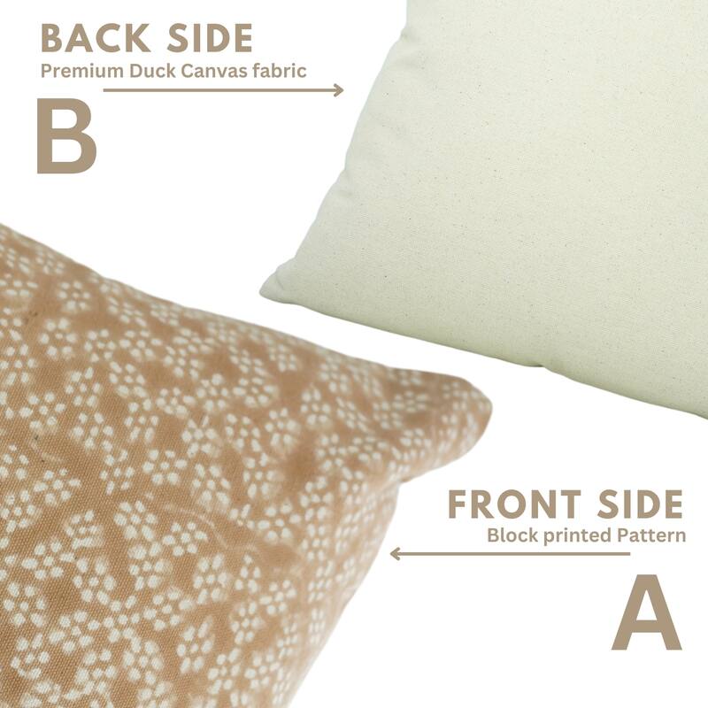 Fabdivine Hand Block Print Pillowcase in Cotton for Hotel Floral Cushion Cover Farmhouse Throw Décor, Coastal Tulip