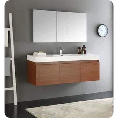 Fresca Mezzo 60" Wall Mounted / Floating Vanity Set with MDF Cabinet,