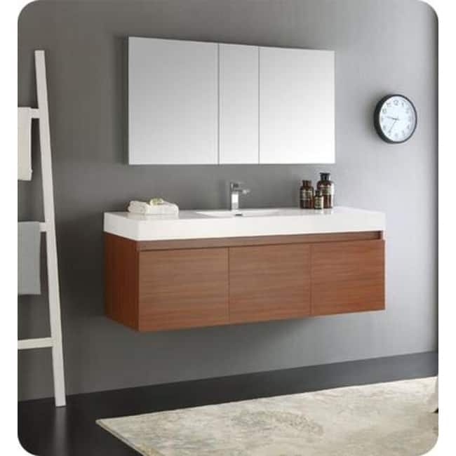 Fresca Mezzo 60" Wall Mounted / Floating Vanity Set with MDF Cabinet,