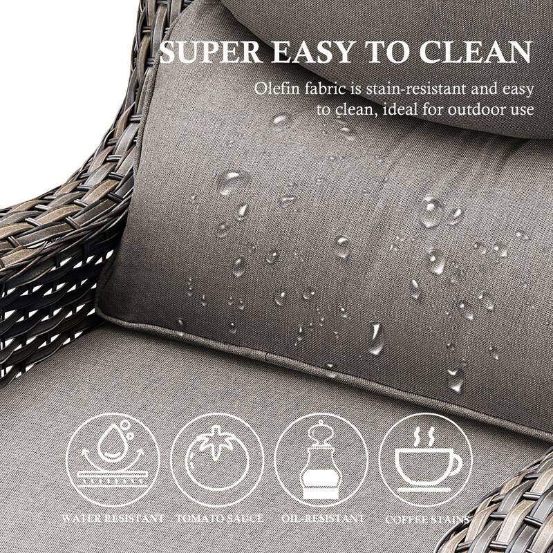 Arcadia 5-Piece Patio Conversation Set with 4 Swivel Glider Chairs and Wicker Square Fire Pit