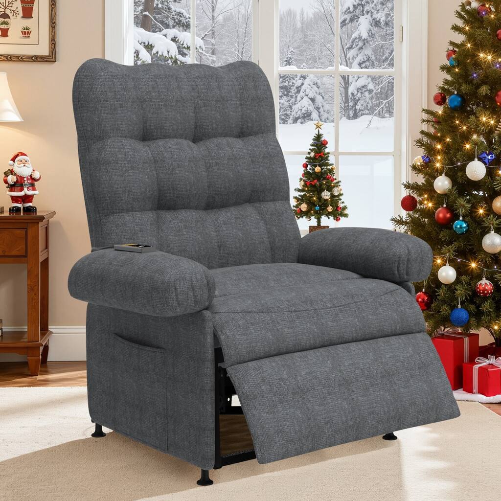 Breathable Fabric Recliner With Remote Control ,Side Pockets ,Adjustable Backrest And Footrest