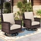 preview thumbnail 86 of 99, MAISON ARTS Extra-Large Patio Wicker Sofa Conversation Set with Coffee Table, Oversize Seat with 5.5'' Thick Padded Cushion 2PCS Swivel Chairs Only - Beige