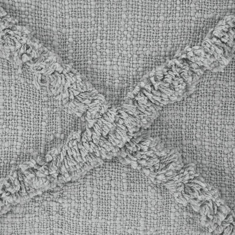 HomeRoots 20" X 20" Gray 100% Cotton Diamond Zippered Pillow