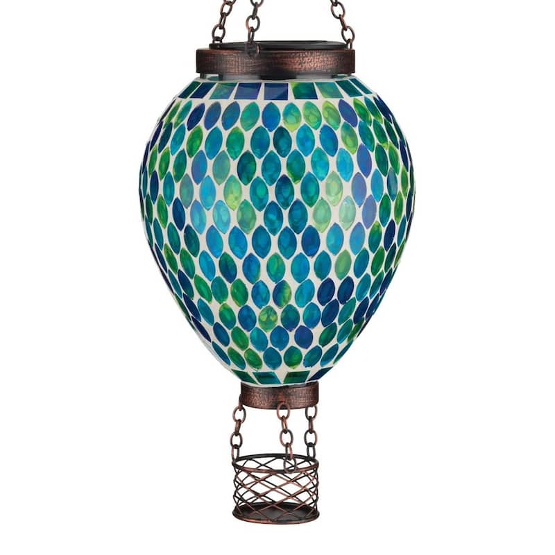 Mosaic Hot Air Balloon Solar Lantern - Blue