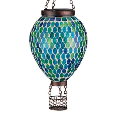 Mosaic Hot Air Balloon Solar Lantern - Blue