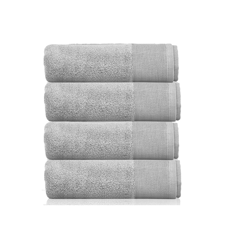Fabstyles Camelot Hand Towel 600 GSM Zero-Twist Cotton Set of 4 - 16"x28" - Silver