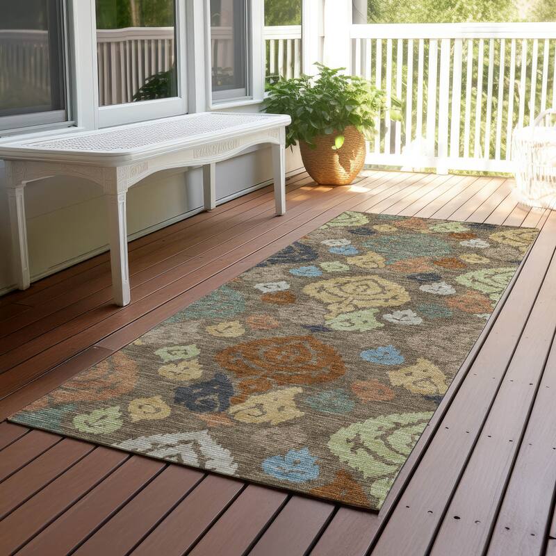 Machine Washable Indoor/ Outdoor Casual Zona Chantille Rug - Chocolate - 2'3" x 7'6"