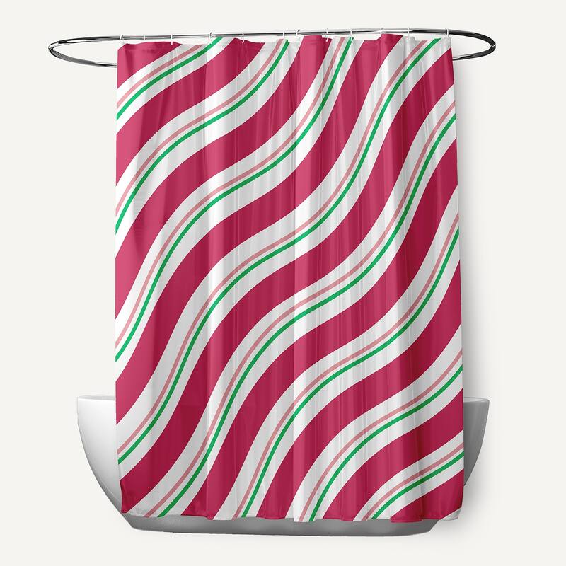 Candy Stripes Shower Curtain - Holiday Pink