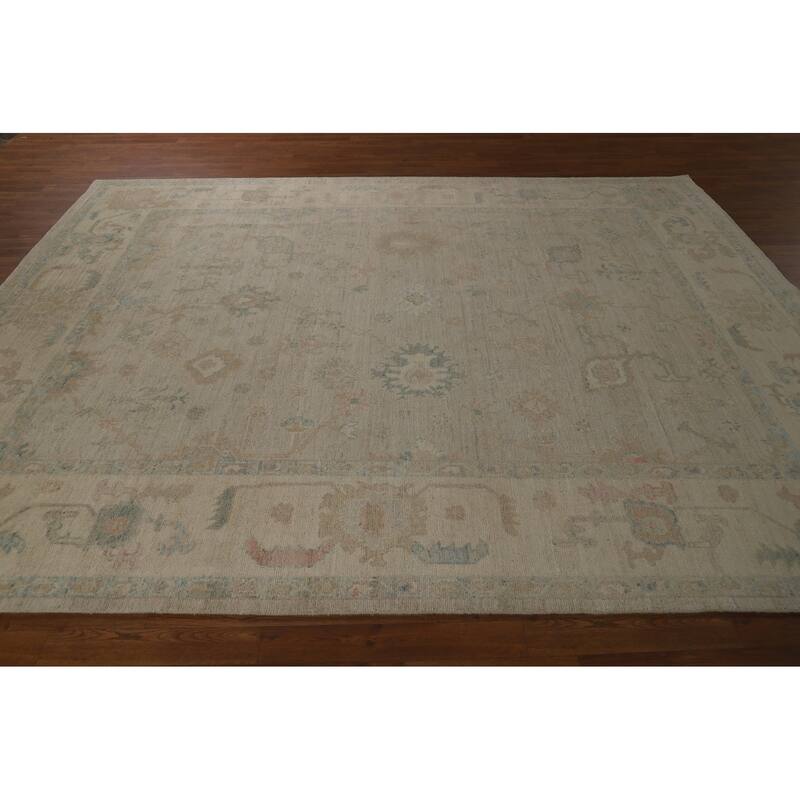 Vegetable Dye Oushak Turkish Area Rug Handmade Wool Carpet - 7'11" x 9'10"