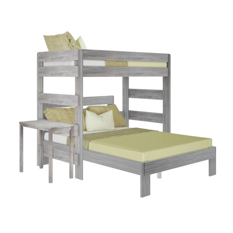 Max and Lily Farmhouse Twin over Queen L Shaped Bunk Bed with Desk