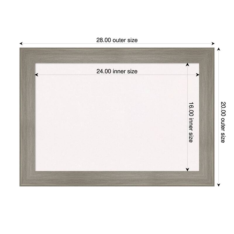 Grand Greywash Narrow Framed Cork Board - Bulletin Board, Organization Board, Pin Board - White - 28 x 20 in