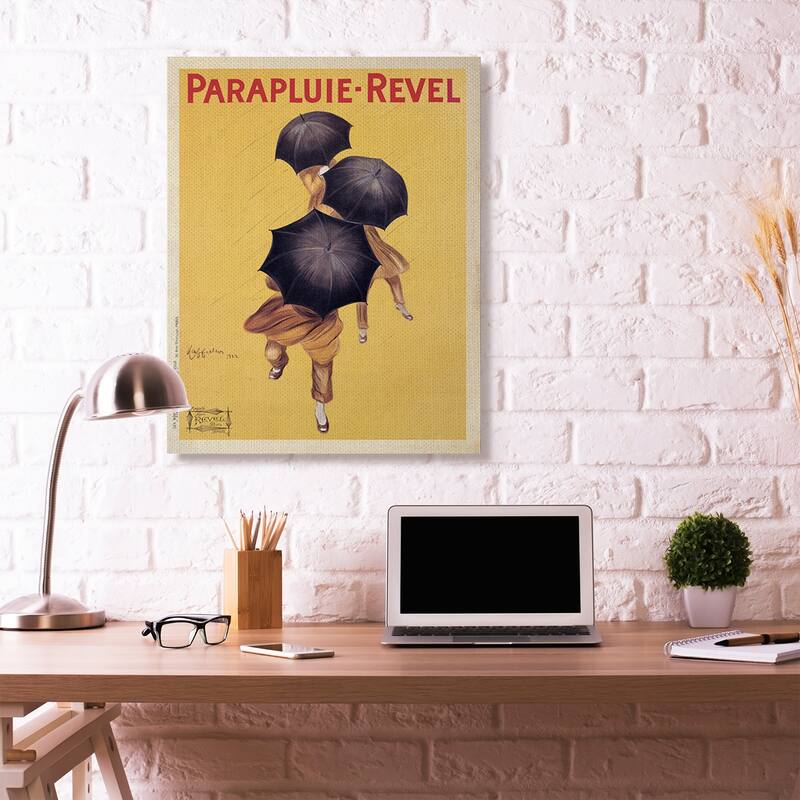 Stupell Parapluie-Revel Vintage Poster Yellow Design Canvas Wall Art