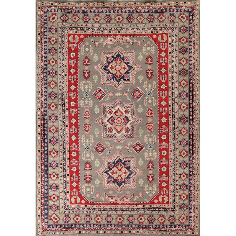 Traditional Grey Kazak Oriental Area Rug Handmade Wool Carpet - 8'7"x 11'5"