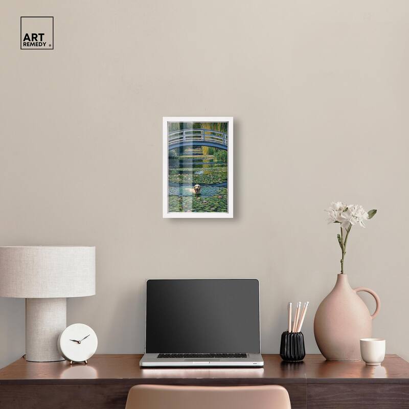 The Pond Under the Bridge Shadowbox by Art Remedy