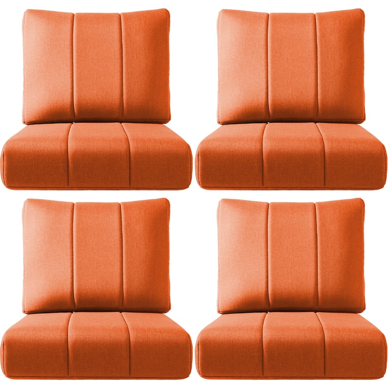 Ivora 24" W x 24" D x 6" T Water & Fade Resistant Outdoor Lounge Chair Replacement Cushion Set - 4 Sets - Orange