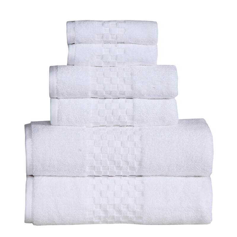 Luxurious Absorbent 650 GSM Combed Cotton 6-piece Towel Set - White