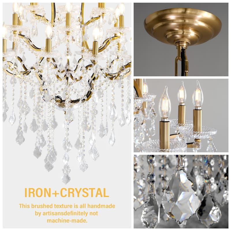 KAYLA Large Crystal Chandelier 28-49in Chandelier Light Fixture Modern Maria Theresa Crystal Chandeliers