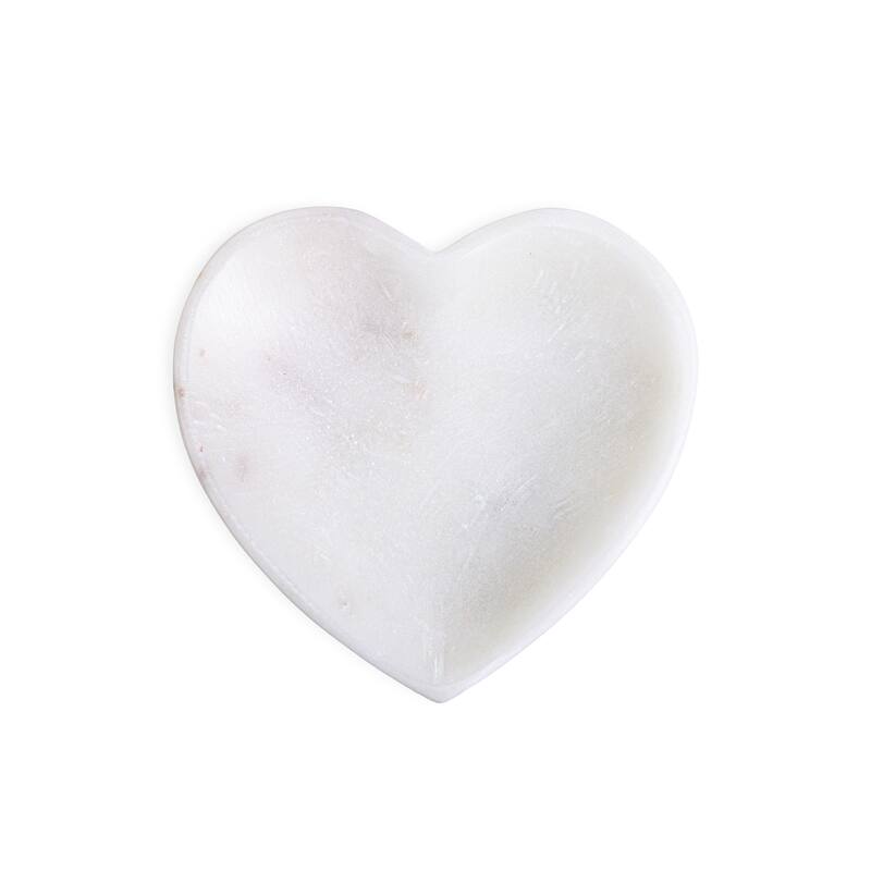 Sm. White Marble Heart Shaped Bowl