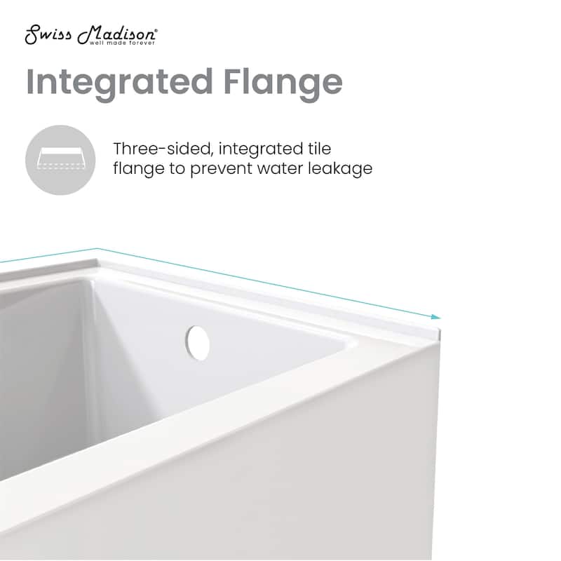 Swiss Madison SM-AB597 Voltaire 48" Three Wall Alcove Acrylic Soaking