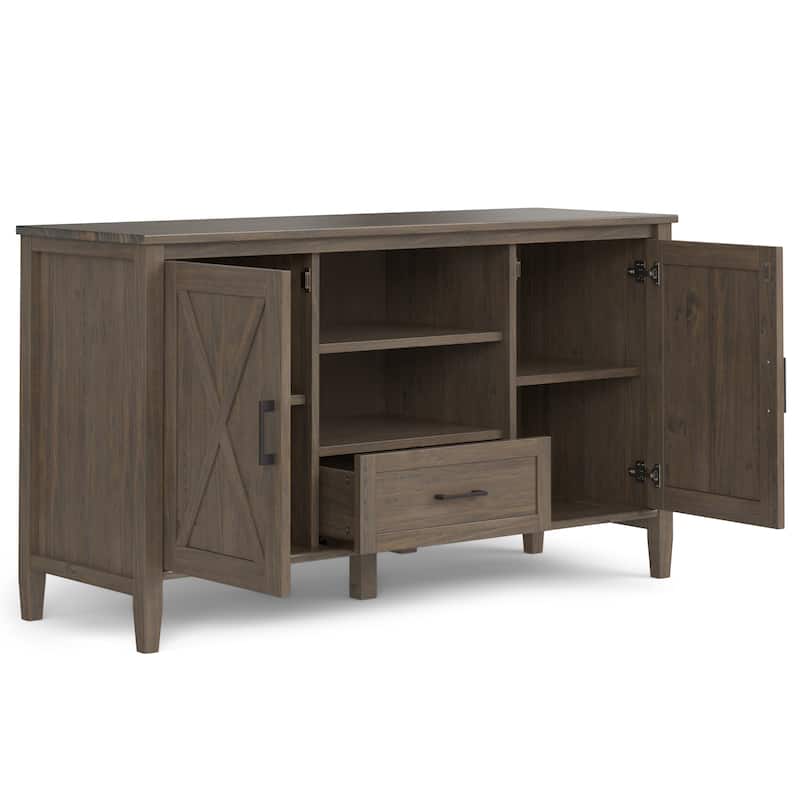 WYNDENHALL Cantina SOLID WOOD 53 inch Wide Transitional TV Media Stand in Smoky Brown For TVs up to 60 inches