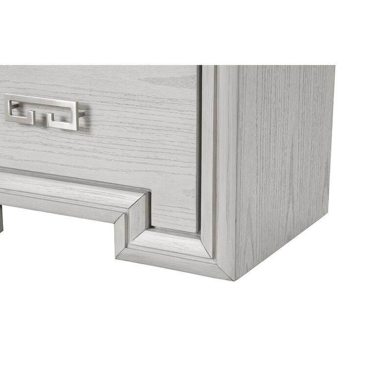 Transitional Nightstand with USB Port - Rustic White Finish & Dovetail Drawers