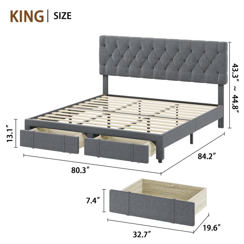 Bed Frame with 2 Storage Drawers