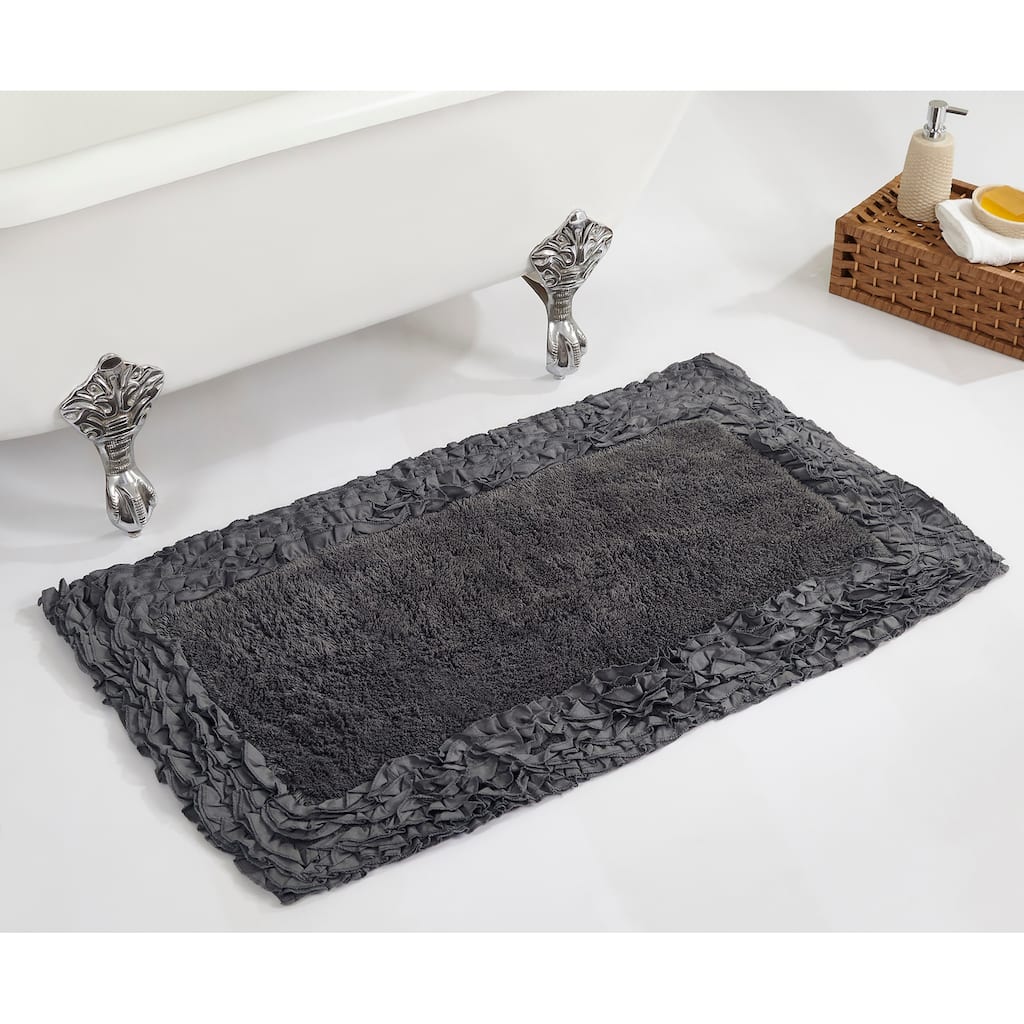 Better Trends Shaggy Border Collection Bathroom Rug -100% Cotton Tufted, Non-Skid Spray Latex Backing, Machine Washable Bath Mat