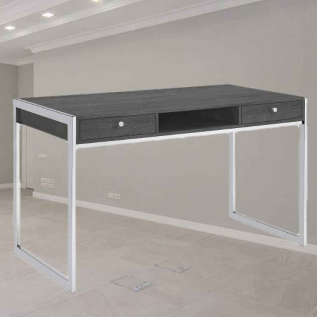 Contemporary 1-Drawer Writing Desk with Elegant Walnut Finish and Sleek Sled Base for Office or Study Use